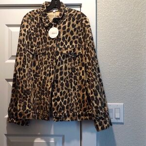 NWT Leopard Print Jean Jacket LG
